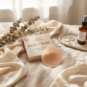 Reusable Nipple Covers with Lift - Sticky Push Up Bra Waterproof Nipple Pasties Strapless Bras for Women 4 Shades Adhesive Silicone Breast Petals Invisible Backless Bra Perfect for Wedding Dress Swimwear Daily Wear