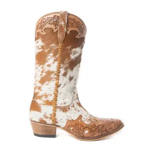 Dakota Dust Handtooled Boots in Tan & White