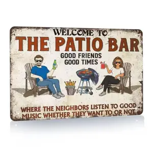 Welcome To The Patio Bar Metal Sign, Classic Metal Sign, Garden & Patio Decoration, Garden Sculptures & Statues, Home Decor