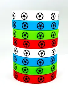 24pcs Silicone Wristbands Colorful Graphic Rubber Bracelets, Football Sports Accessories, Durable and Comfortable, Perfect for Daily Wear