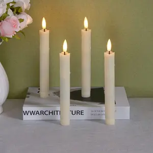 Realistic Flameless Candle Design Light without Holder Battery, 6 Counts LED 3D Simulated Candlestick Light with Remote Control, Decorative Light for Home Party Wedding, Lamp