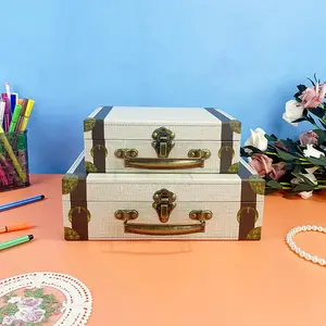 2 Vintage Paperboard Luggage Boxes, Lid Storage Box, Jewelry Organizer, Nested Storage, Travel, Gifts, Valentine's Day, Christmas, Mother's Day