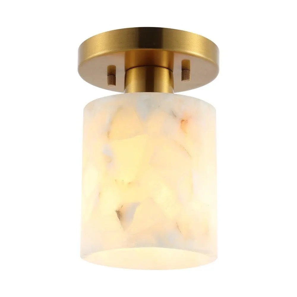 JONATHAN Y Jules 1-Light Modern Contemporary Alabaster-Iron Cylinder LED Semi Flush Mount, Dimmable Elegant Modern Mood Lighting for Living Room, Bedroom, Dimmable Lighting