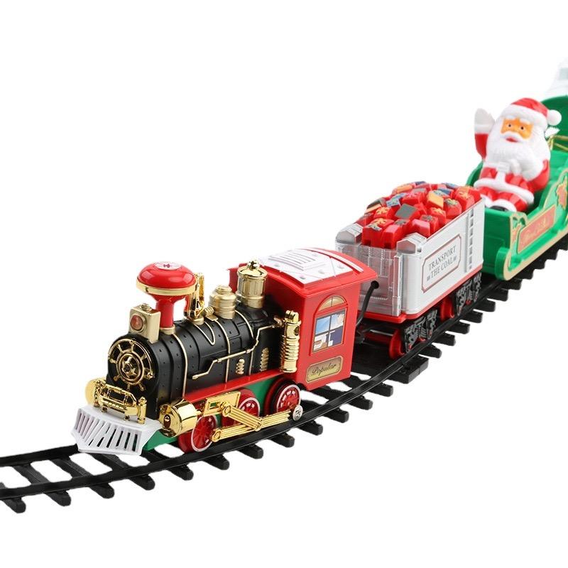 Christmas Electric Train Hanging Sound & Light Small Locomotive Xmas Tree Track Train Christmas Gift