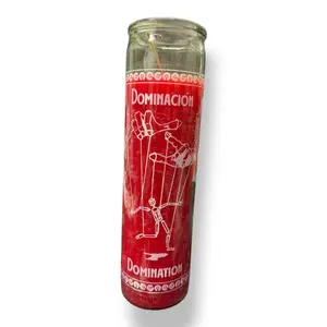 Vela Dominante Prayer Candle 7 Day Domination 8" Inch Unscented Pillar Candle in Glass