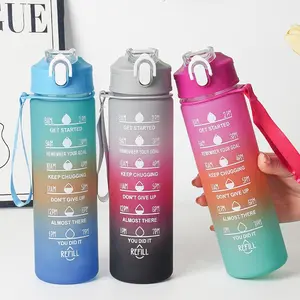 1pc 750ML/26oz Gradient Outdoor Sports Water Bottle, with Handle, Pop-Up Lid, Portable Leak-Proof, Ideal for Running, Cycling, Gifts, Leakproof Water Bottle