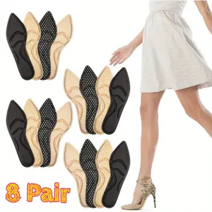 8 Pairs Breathable Shoe Inserts - Comfort Cushions for Boots, High Heels All-Day Support, Washable Reusable, Beige Black Polka Dot Design, Suitable for Most Types of Footwear,Shoe Accessories
