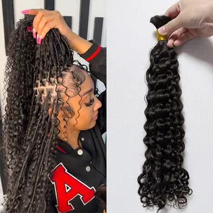 1Pcs/Pack Bulk Human Hair For Braiding Curly Deep Wave Full Ends Extensions Bulk Human Hair No Weft Bundles For Boho Braids