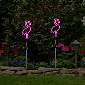 Solar Powered Flamingo Design Garden Light, 1 Set Outdoor Garden Light, Decorative Light for Lawn, Terrace, Yard, Walkway