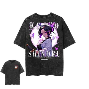 valentine shirts Demon Slayer Nezuko Kamado 3Anime Vintage T Shirt Men Women Wash Cotton Short Sleeve Tops 2026 New Casual Streetwear Graphic Tees