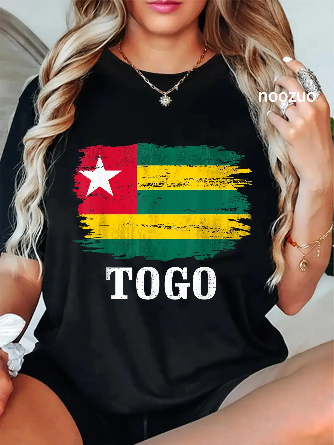 Vintage Togo Flag T-Shirt for Women, 100% Cotton Casual Streetwear for Everyday Wear, Graphic Pride Gift for Togolese, Tshirt, Clothes