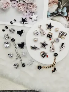 14PCS ABS Resin Lightning Shoe Charms Rhinestone Star Shoes Decorations Faux Bead Bowknot Shoe Accessories DIY Heart Chain High Heels Shoe Clips Fit Women Sandals Footwear, Shoe Embellishments, Shoe Adornment