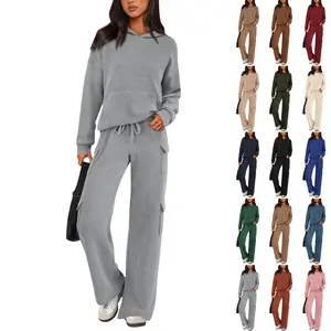 Women's 2 Piece Long Sleeve Sweatshirt & Pants Set With Pockets Casual Sportswear for Everyday Wear Comfortable & Stylish