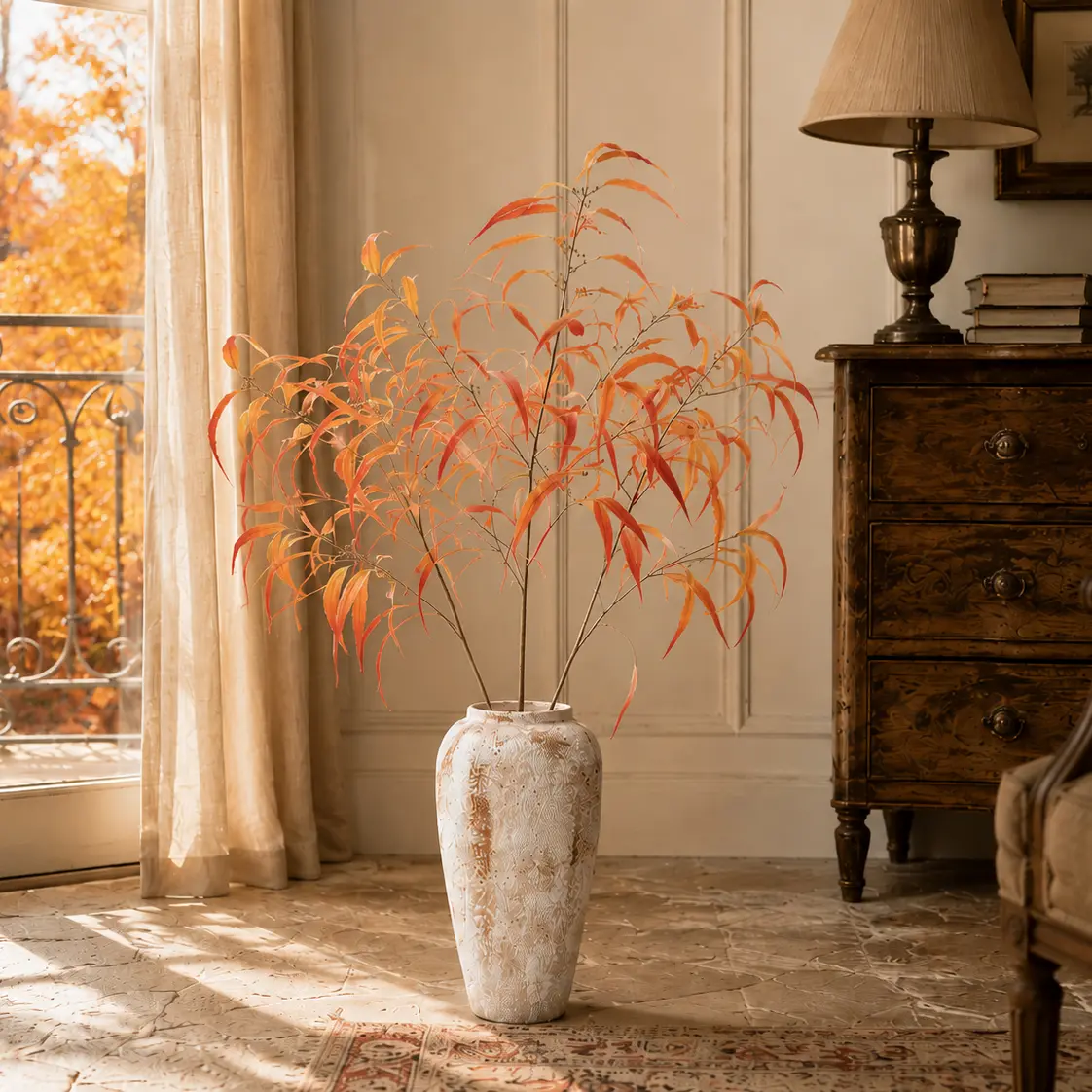 Senjie 3PCS Artificial Rust Eucalyptus Stems - Aesthetic Autumn Foliage for Minimalist Home Decor, Perfect for Fall Vases & Table Centerpieces