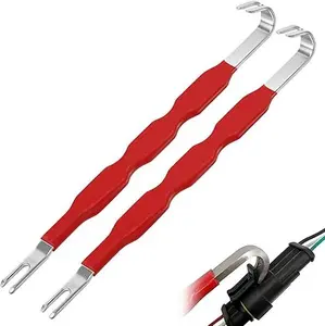 2Pcs Automotive Electrical Terminal Connector Separator Removal Tool Remover, Electrical Disconnect Pliers with Straight Dual Head Designs, Universal Multi Functional for Most Vehicles Red