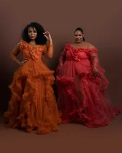 Custom made Autumn Off Shoulder Tulle Robe