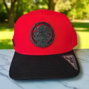 Hat Mexico Escudo - Black and Red Snapback Cap with Emblem Design Adjustable