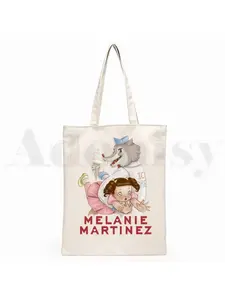 Melanie Martinez Kpop Summer Graphic Aesthetic Graphic Canvas Tote Bag Casual Shoulder School Bags Reusable Women's Shopping Fashion Tote Bag