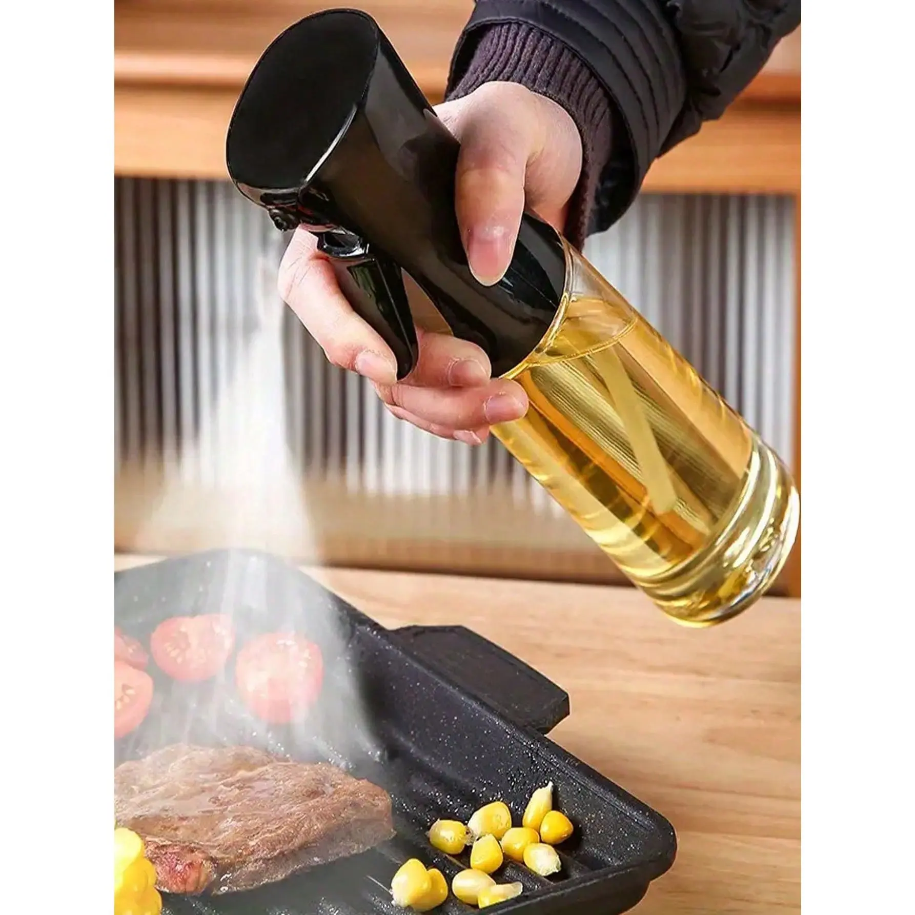 1pc Reusable Transparent Plastic High-Pressure Refill Sprayer Storage Bottle with Oil Mist Nozzle - Portable Compact Kitchen Bottle for Cooking Oil, Watering Plants, W/ Random Color Organizer Tin Canister, Sprayer Storage Bottles & Jars