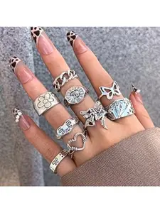 49PCS Vintage Silver Punk Rings Knuckle Rings Set for Men Women Snake Cross Flower Chunky Rings Open Adjustable Goth Punk Hip Hop Cool Midi Stackable Rings Pack