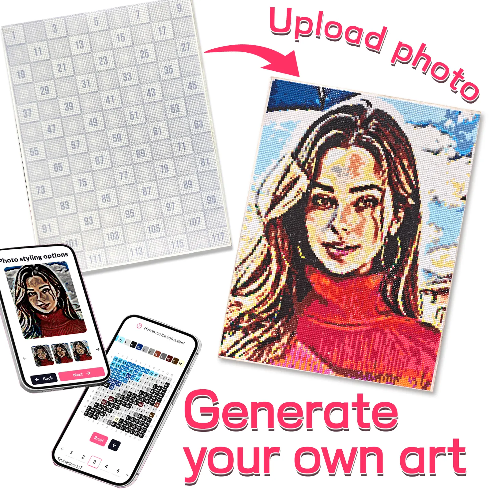 Easy Beginners Custom Photo Framed Diamond Painting Kit, 30×40cm DIY Needlework Portrait Wall Art, 38 Square Diamond Types for Vivid Finish, Full Dotting Tools Set, QR Code Photo Upload, Birthday Handmade Gift
