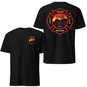 Granite Mountain 19 Memorial Tee For Men & Women, Wildland Firefighter Tribute Shirt. Heavy Cotton Fallen Heroes Hotshots Memorial Short Sleeve Tshirt, Brave First Responder Fire Department Womenswear Menswear Gift