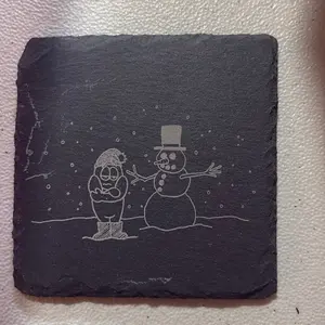 Snow Man Winter Slate Coaster - Festive Design for Holiday Decor