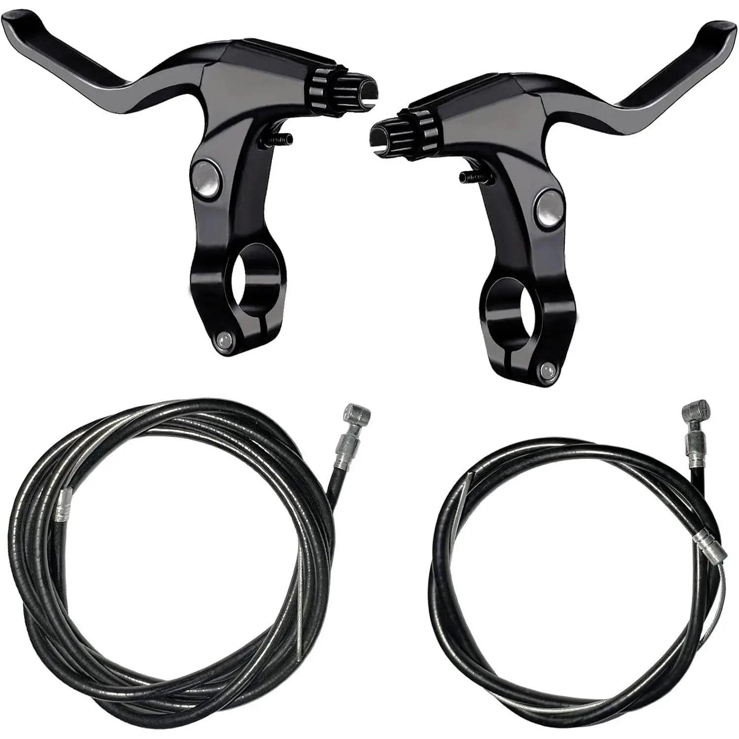 4-Piece Bicycle Brake Accessories Set, Bike Accessory - Aluminium Alloy Levers (2), Wires (2) for Mountain MTB Bikes, Black Finish, Cycling Gear, Bike Parts, Mountain Bikes
