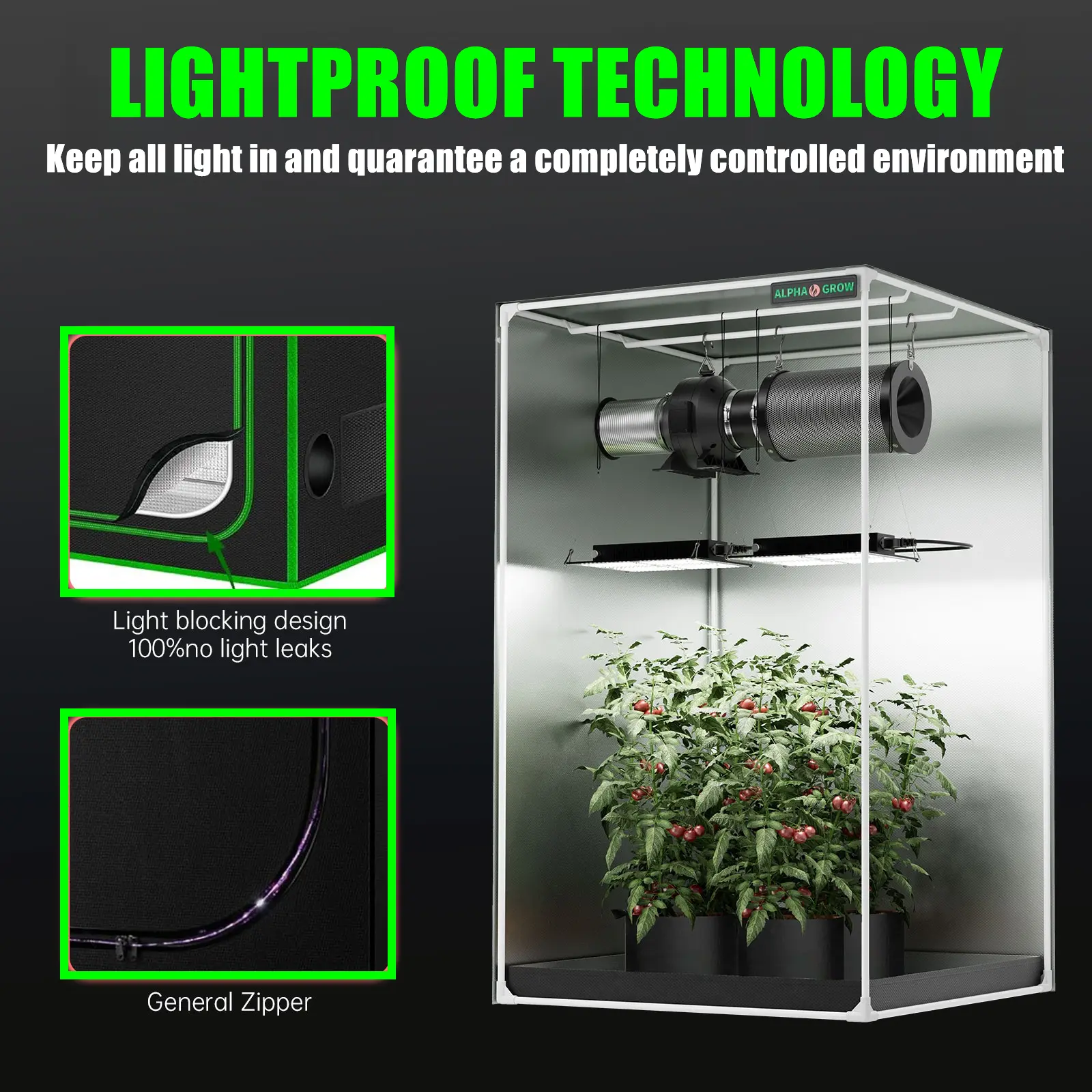 HELLOS New Larva TENT Chacoal Greenカラー ALPHAGROW Grow Tent,34