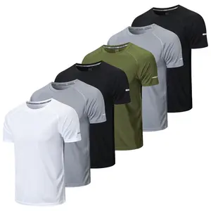 3/5/6 Pcs Men's Round Neck Solid Color Top, Breathable Comfortable T-shirt, Moisture Wicking Menswear Athletic Fit Athletic Outfits High Performance Activewear