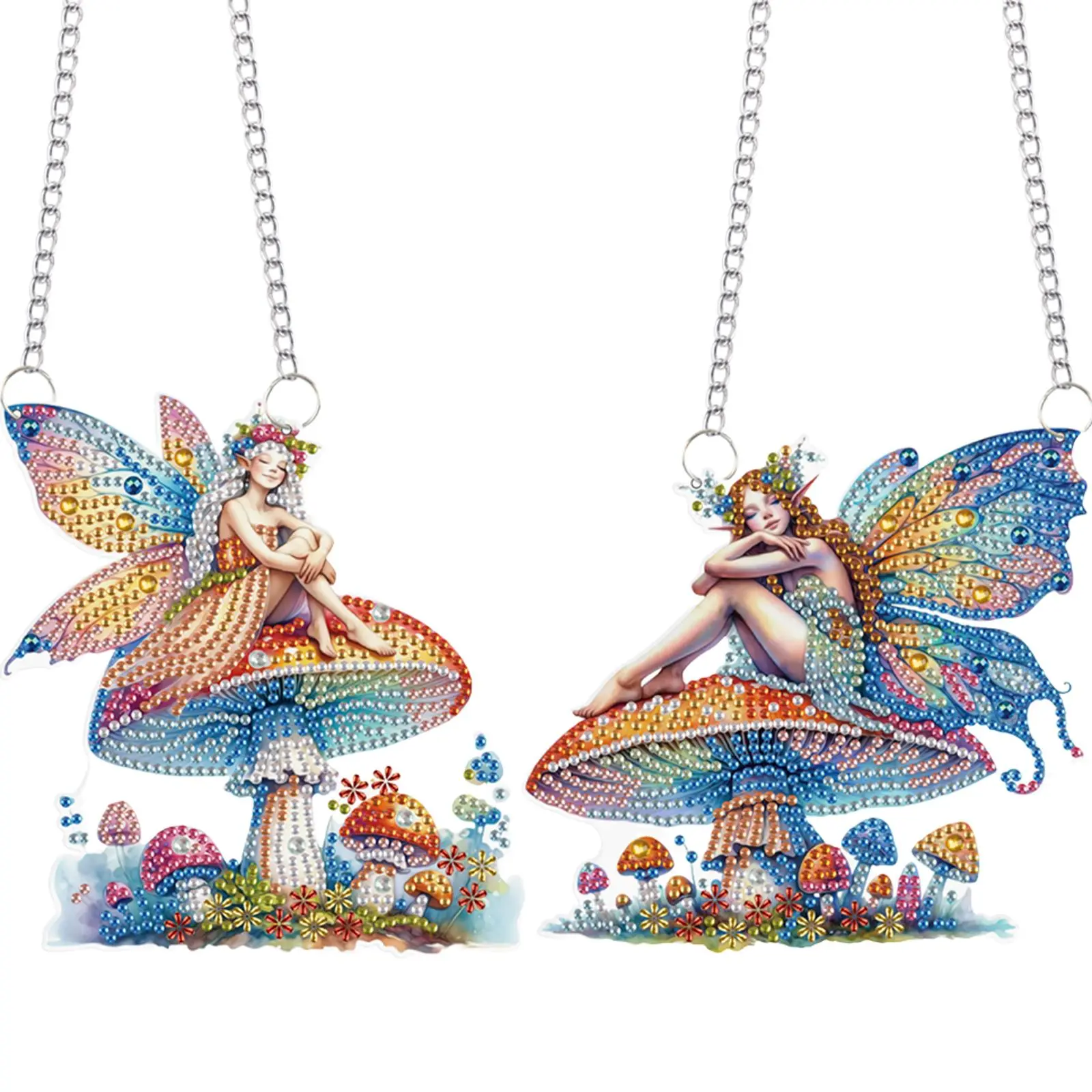 2Pcs 2D/Flat DIY Special Shape Hanging Diamond Art Kits Diamond Painting Set Rhinestone Diamond Art Window Pendants Diamond Art Pendant Window Hanging Art for Home Decor