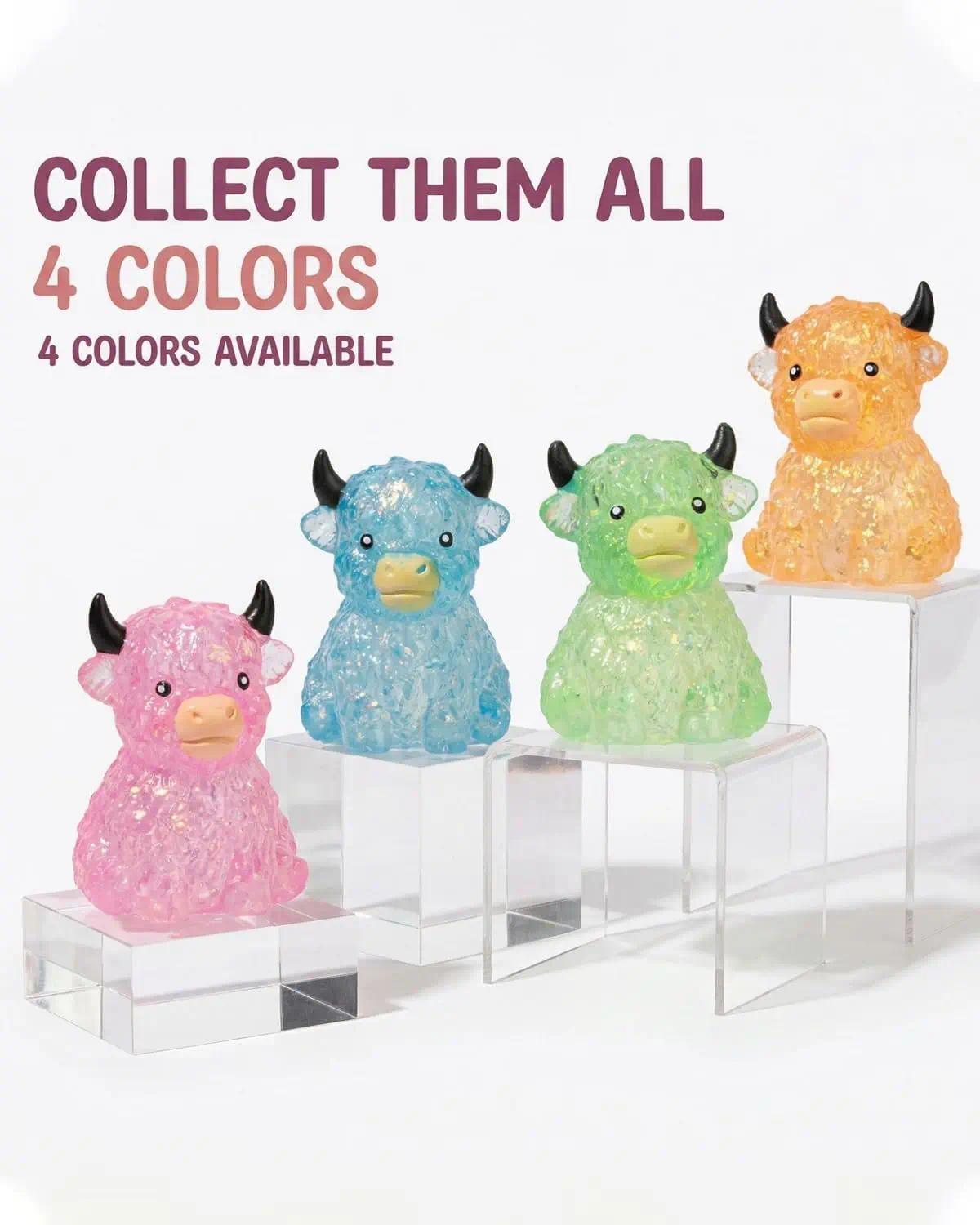 Highland Cow Squishy, Mini Cute Animal Squeeze Toy for Adults, Slow Rising Sensory Fidget Stress Ballfor Anxiety Relief, Easter Basket Stuffer Party Favor Gift for Cow Lover