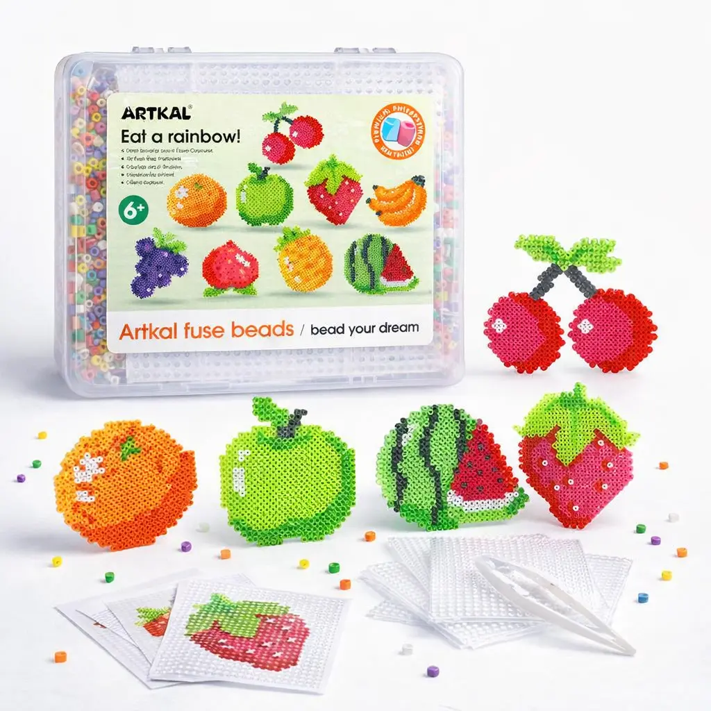 Beadora 5.0mm Fruit Beads Set - DIY Craft Embellishments, Beginner Puzzle Kit, Kids' Hands-On Brain Training Educational Toy, Easter/Birthday Gift