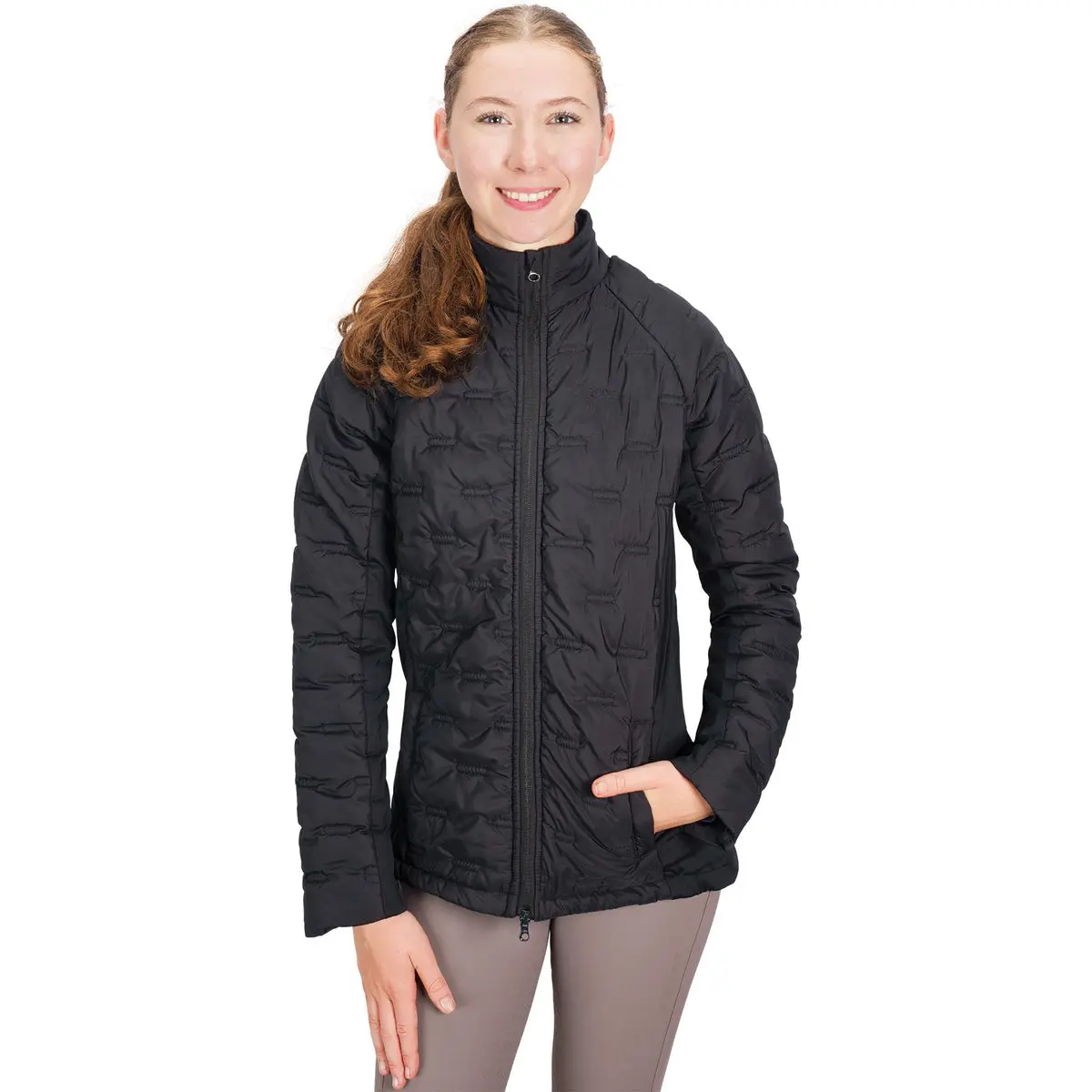 Women's Long Sleeve Casual Quilted Horse Riding Jacket - Lightweight Insulated, Water-Resistant, with Removable Hood, Pockets, Shell for Everyday Wear
