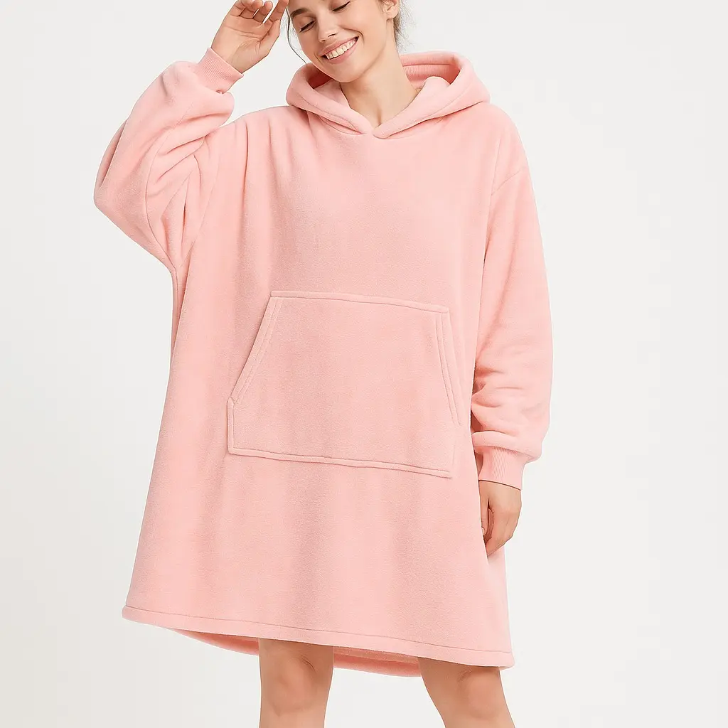 Oversized Flannel Hoodie Sweatshirt, Basic Thermal Loungewear, Matching Wearable Blanket Pullover for Couples, Casual, Loose, Clothes, Piece, Soft, Long Sleeve, Baggy, Outdoor
