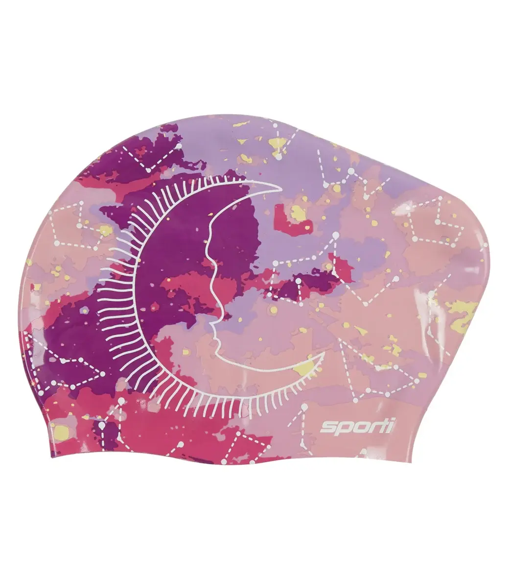 SPORTI Galaxy Silicone Swim Cap for Long Hair, Sporty Bun Design with an Anti-Slip Grip for Reduced Drag, Sporty Swimming Caps