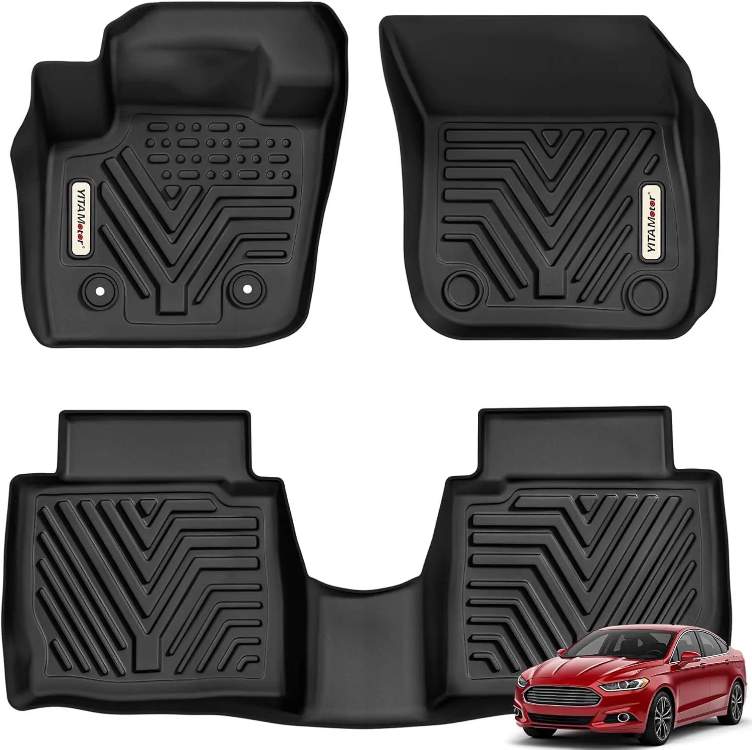 YITAMOTOR Floor Mats Fit for Fusion & MKZ 2013 2014 2015 2016, Custom Fit Floor Liners for 2013-2016 Ford Fusion Energi & Titanium, Lincoln MKZ, 1st & 2nd Row