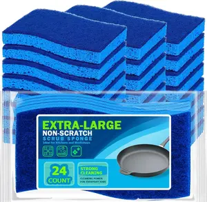 XL Non-Scratch Scrub Sponge 24Count,  Sponges Kitchen, Sponges for Dishes, Cleans Fast Without  Safe for Non-Stick Cookware, Cleaning Power for Kitchen, House