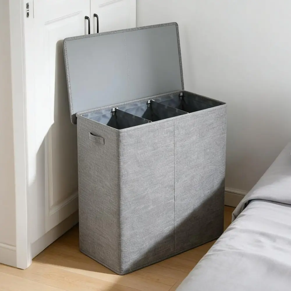 154L/180L Laundry Hamper, Laundry Sorting Basket, 3 Compartment Laundry Basket Sorter with Lid, Removable Liner Bags, Laundry Organizer, Dirty Clothes Basket, Laundry Bin Sorter, Ideal for Bedroom, Bathroom, Dorm