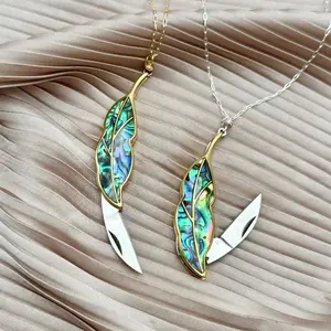 Plume Necklace with Abalone Inlay