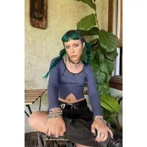 Rosa Blue Lace-Trimmed Thermal Long-Sleever