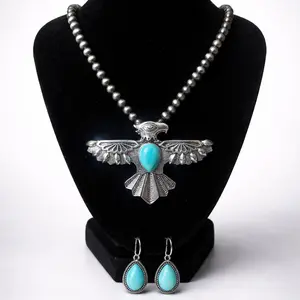 Turquoise Thunderbird Necklace and Earring set for women