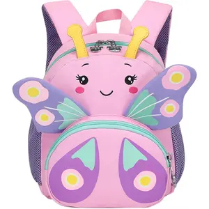 BY-056    Cute Kids Toddler Backpack Girls Small 3D Cartoon School Bookbags Age 1-3 Daycare Nursary Travel Bags (Butterfly-Pink)