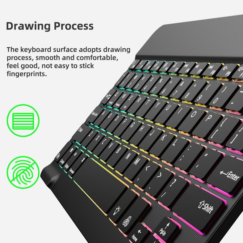 Compact & Portable Multicolor Keyboard & Mouse Set, Slim Wireless Bluetooth Keyboard, Ideal for iPad, Tablet, Laptop | Office & Home Use