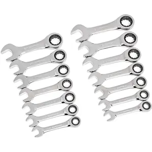 14 Pc.12 Point Stubby Ratcheting SAE/Metric Combination Wrench Set - 85206