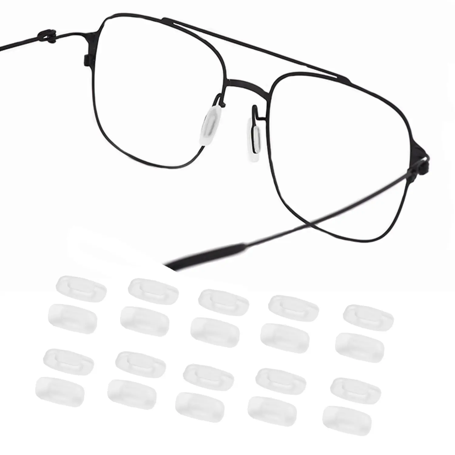 Eyeglass Nose Pads 10 Pairs Push In Soft Silicone Replacement Rectangle Slide Slip Nosepads For Eye Glasses Eyeglasses Sunglasses  Clears Size