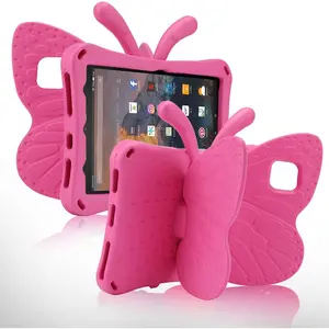Fire HD 8 Tablet 10th Gen 2020 HD 8 Plus 2022 Case Cute Butterfly Case with Stand for  Light EVA Rugged Shockproof Heavy Duty  Friendly Full Cover for  Fire HD 8 8Plus (Rose)