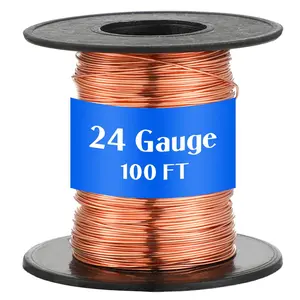 100ft 24 Gauge Copper Wire for Gardening, Electroculture, Bonsai, Jewelry Making Beading DIY Craft Pure Bare Copper Wire Spool (0.019'' Diameter)