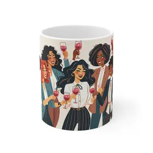 Galentine's Day Vibes All Day! Ceramic Coffee Mug, 11 oz (White) Drinkware Glossy