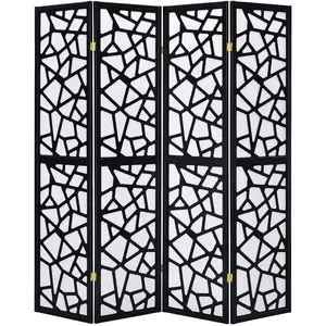 3 or 4 Panel Room Divider with Mosaic Cuts Black Color